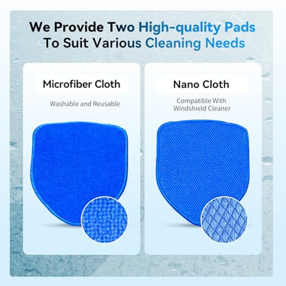 XINDELL Interior Windshield Cleaner Tool, Car Window Cleaning Kit with 5 Reusable Microfiber Pads, Extendable Handle & 360° Rotating Head, Safety Hammer, Streak-Free Auto Glass Wiper for Truck SUV RV - color: Blue
