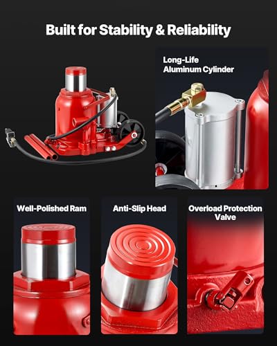 VEVOR Pneumatic Bottle Jack 50T Hydraulic Car Jack Lift Range 27-43cm Air Transmission Jack 110231lbs for Heavy Duty Vehicles - size: 50T Air Hydraulic