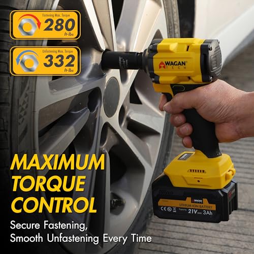 Wagan EL4500 OneVolt Cordless 3-in-1 Power Tool, 1/2 Inch Brushless Impact Wrench Kit with 280 ft-lbs Torque, 21V 3Ah Battery, Drill Bits, Screwdriver Bits and Impact Sockets for Car and Home - size: EL4500 21V