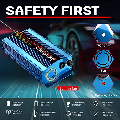 24V 8Amp Battery Charger, Automatic Smart Lead-Acid Battery Trickle Charger Maintainer with XLR Connector for Wheelchair, Sealed AGM Battery,Car Boat,Lawn Mower