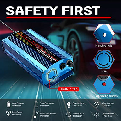 24V 8Amp Battery Charger, Automatic Smart Lead-Acid Battery Trickle Charger Maintainer with XLR Connector for Wheelchair, Sealed AGM Battery,Car Boat,Lawn Mower