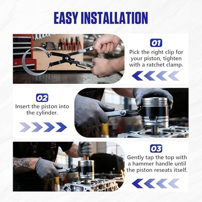 MRCARTOOL Piston Ring Compressor Tool 7Pcs with Plier,6 Rings 2-7/8"-4-5/8" | Ratchet-Locking Piston Ring Pliers，Black Coated Steel, Wear-Resistant, Rustproof, for Car Truck Motorcycle Engine - size: Premium 7-Piece Set