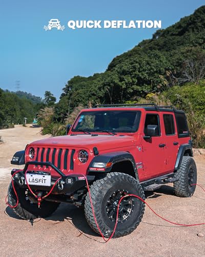 [2026 Upgraded] LASFIT H4 Tire Inflation Deflation System [No Leak & Kink] 200″ Wheelbase Universal Rapid High Flow Off Road Tire Deflator, 4 Tire Air Up Down to Inflate or Deflate at Once