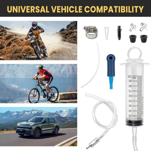 4-Pack Brake Bleeder Hose Kits with One-Way Check Valves | Includes 100 mL Fluid Extractor Pumps and 50 cm Hoses for Cars, Motorcycles, Clutches and Hydraulic Brake Systems