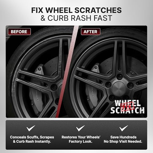 Wheel Scratch Fix® Dark Silver Touch Up Paint for Cars - DIY Alloy Wheel Repair Kit, Curb Rash Remover with Fast-Drying Pen - Long-Lasting OEM Finish Car Rim Paint for Scuffs and Chips at Home (Dark Silver) - color: Silver - Dark - Kit
