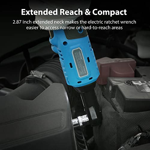 WISETOOL 20V 3/8 Inch Extended Cordless Ratchet Wrench w/ 2-Pack 2.0 Ah Batteries,60 N·m Battery Powered Ratchet Tool with 9 Sockets and Tool Bag - size: Extended Cordless Ratchet Wrench