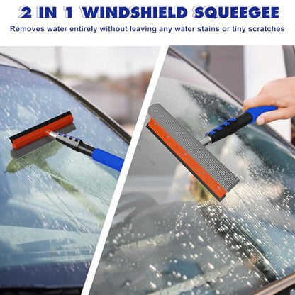 26Ft Reach Car Wash Kit with 5-20FT Telescopic Extension Pole, Car Wash Brush with Long Handle, Wheel Tire Brush, Car Wash Mop, Mitt, Squeegee for Cleaning Car, SUV, RV, Boats, Solar Panels