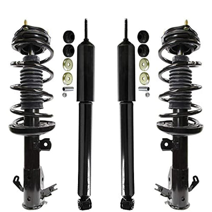 Detroit Axle - 4pc Struts Shock Absorbers Kit for 13-15 Honda Civic, 2 Front Struts w/Coil Spring 2 Rear Shocks Absorbers 2013 2014 2015 Replacement Suspension - size: 4AQ47093/Shock Kit