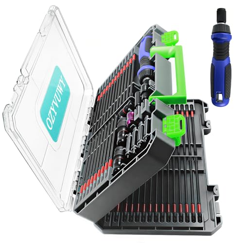 6-Inch Long Screwdriver Bit Set, 63-Pcs Impact Screwdriver Bits Set, Magnetic S2 Steel, 1/4" Hex Shank, Torx/Phillips/Hex/Nut Driver Bits with Organized Storage Case