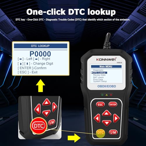 KONNWEI KW818 OBD2 Scanner, Car Diagnostic Tool, Bluetooth Code Reader, Check Engine Light Reset, Full OBDII/EOBD Functions, Real-Time Live Data, Fault Code Reader,DTC Lookup & Clear for All Vehicles