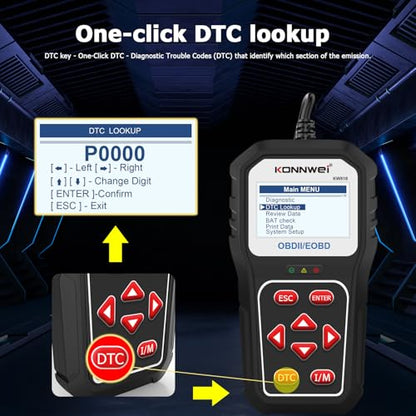 KONNWEI KW818 OBD2 Scanner, Car Diagnostic Tool, Bluetooth Code Reader, Check Engine Light Reset, Full OBDII/EOBD Functions, Real-Time Live Data, Fault Code Reader,DTC Lookup & Clear for All Vehicles