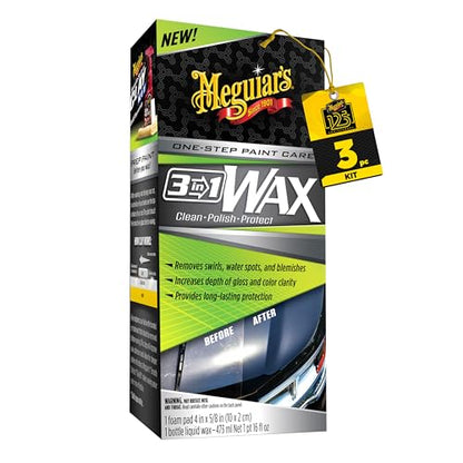 Meguiar's 3-in-1 Wax, Advanced Cleaner Wax that Blends Defect and Scratch Removal with Car Polishing, Keep Your Car Care Simple With an All in One Product, 16 Oz