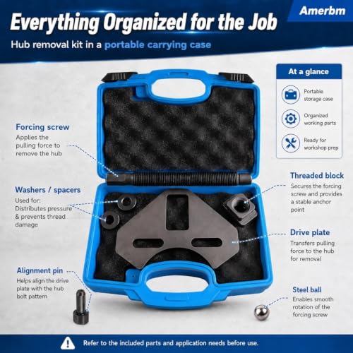 40100 Wheel Hub Removal Tool & Bearing Puller, Universal Wheel Hub Remover Compatible with All 5, 6 and 8 Lug Axle Bolt Hubs, Professional Automotive Stubborn Frozen Hub Extractor Tool