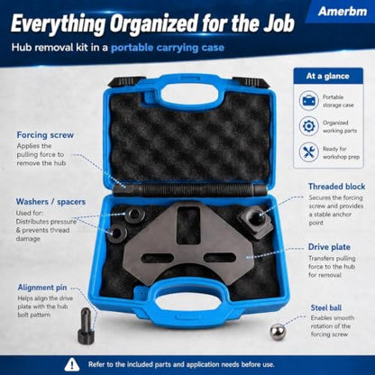 40100 Wheel Hub Removal Tool & Bearing Puller, Universal Wheel Hub Remover Compatible with All 5, 6 and 8 Lug Axle Bolt Hubs, Professional Automotive Stubborn Frozen Hub Extractor Tool