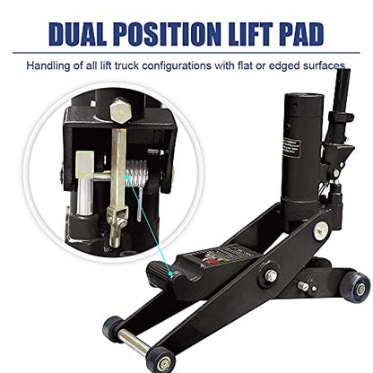 Hydraulic Forklift Jack 5 Ton (10,000 lb) Capacity, Dual Position Forklift Service/Hydraulic Floor Jack Black for Truck Tractor, Lifting Range 2.76"-28.74"