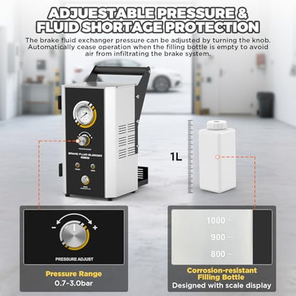 AST609 Automatic Brake Bleeder Kit,110V Automotive Brake Fluid Oil Exchanger Machine,Pulse Brake Bleeder Vacuum Pump kit with 7 Master Cylinder Adapter,Standard & Fast Mode,One-Person Operation - size: AST609 Auto