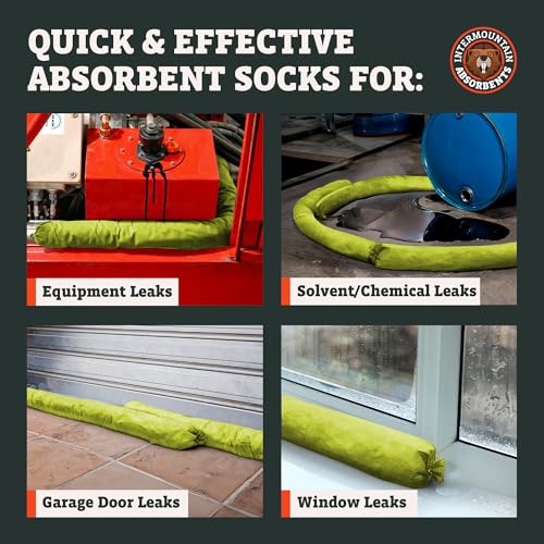 Hazmat Universal Absorbent Socks- 3"x4' (12 Pack) 1 Gallon per Sock- Yellow Oil Absorbent Sock, Water Socks, Flood Barriers for Home, Garage Flood Barrier Spill Containment - size: 3"x4' (12 Pack)