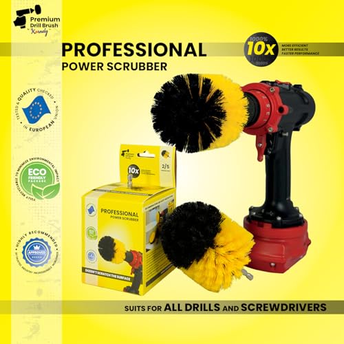 Premium Drill Brush Professional – Medium-Soft 3,5 in Yellow | Scratch-Free Cleaning Brush for Tile, Grout, Bathtub, Shower, Fibreglass and Ceramic Surfaces - color: Yellow, size: 3,5in