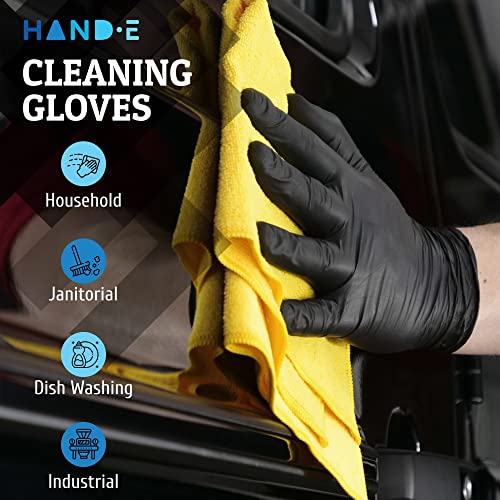Hand-E Touch Black Nitrile Disposable Gloves -BBQ, Tattoo, Hair Dye, Cooking, Mechanic Gloves - Powder and Latex Free - size: Small (Pack of 100)