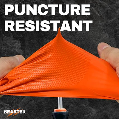 Beastek Nitrile Disposable Gloves, 8Mil Latex & Powder Free Chemical Resistant Heavy Duty Cooking Diamond Glove Orange 100Pcs - color: Medium (Orange)