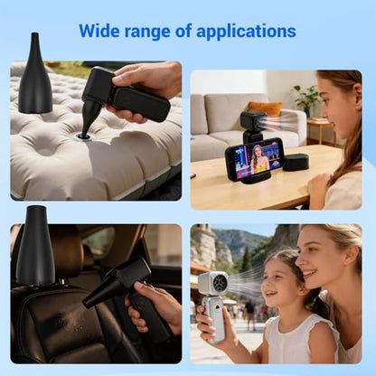 Compressed Air Duster, 2000mAh Battery with Up to 2 Hours of Run Time, 4-in-1 Multifunctional Design, Dust Blower for Computers, Keyboards, Home, Outdoor Use, and Cars（White） - color: White