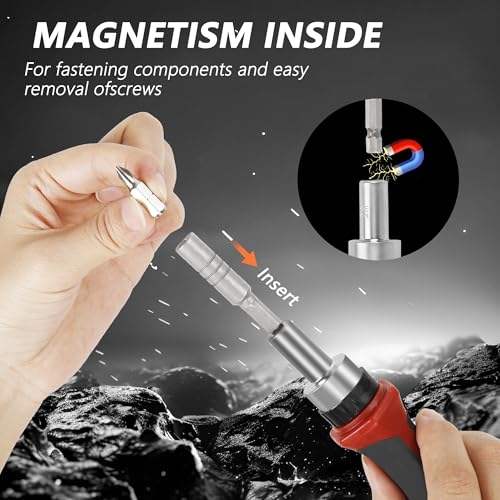 42-in-1 Ratcheting Screwdriver Set,1/4"Drive with 40 CRV Bits | With 60mm extension bar for home maintenance,bike repair & assembly jobs - color: 42pcs Ratchet Screwdriver Set