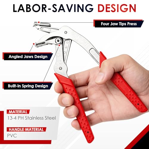 Qivine Car Clip Pliers, Auto Fastener Clip Removal Tool, Spring-Loaded Car Clips Removal Pliers with Anti-Slip Grip for Auto Door Panels Without Damage