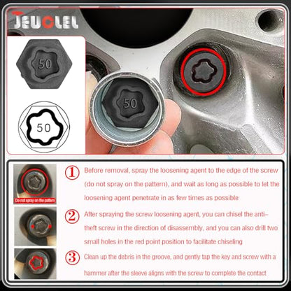 22PCS Wheel Locking Nut Key Kit Compatible with BMW Series | Wheel Lock Nut Socket Adapter Set, Anti-Theft Lug Removal Tool, Anti-Theft Screw Remover, Repair Tool, Tyre Fitting, garage - color: 22pc Socket Set