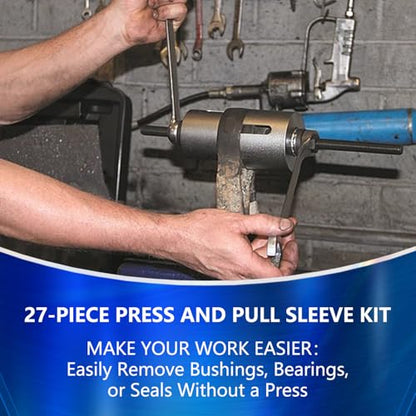 30Pcs Pull and Press Sleeve Kit, Bushing Press Kit for Most Engine Cars Vehicles, Universal Seal Bearing Bushing Removal Installation Tool Kit 6 Pulling Spindles with Nuts Case - color: 30 Pcs