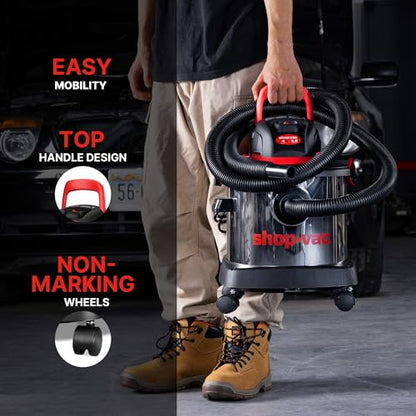 Shop-Vac 5430148 Wet/Dry Vacuum Cleaner, 4 Gallon, 2.5 Peak HP, 1.25 Inch Diameter x 7 Foot Hose, 7 Foot Cord, Ideal for Jobsite, Garage & Workshop