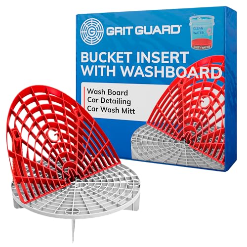 Grit Guard The Original Bucket Insert with Washboard Combo | Removes Dirt from Wash Mitt for Detailing | Car Wash Bucket Insert & Washboard | Red/White - color: Red/White