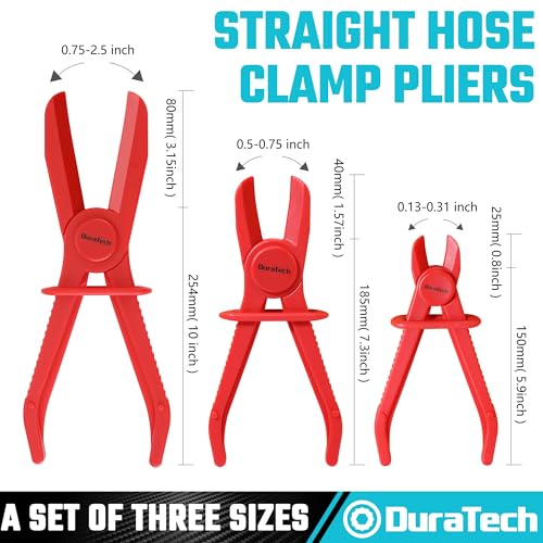 DURATECH 3-Piece Hose Pinch Clamp Pliers for Fuel, Brake and Radiator Hoses | Pinch Pliers, Line Clamp Pliers Set - size: 3-Piece, style: Straight