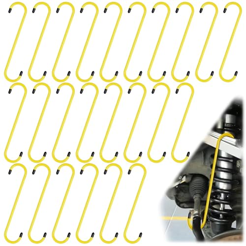BFXM 24PCS Brake Caliper Hanger Caliper Hangers Hooks with Rubber Tips | Durable Steel, Rust-Proof Automotive Tools for Braking, Axle, Suspension, Herramientas para Extensión de Frenos - color: Yellow-24PCS