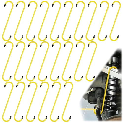 BFXM 24PCS Brake Caliper Hanger Caliper Hangers Hooks with Rubber Tips | Durable Steel, Rust-Proof Automotive Tools for Braking, Axle, Suspension, Herramientas para Extensión de Frenos - color: Yellow-24PCS