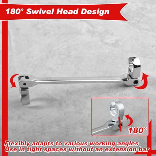 Flex Head Flare Nut Wrench 10 * 11mm Flare Nut Wrench Set Metric Flare Tool Double Flexible Flare Nut Line Wrench Flare Tool Flex Tools 40Cr for Automotive Repairs Plumbing Repairs - style: 10*11mm