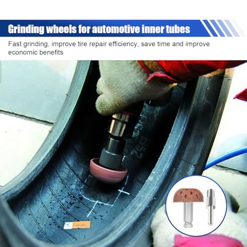 34PCS Tire Repair Patch Tool Kit (32mm/42mm/58mm) | Tire Patch Roller Kit with Repair Buffing Wheel & Inner Liner Scraper, Universal Tire Grinding Tools for Car Bike Motorcycle