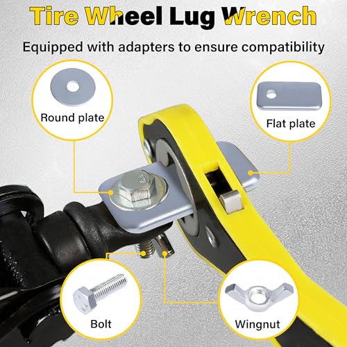 ecocstm Car Jack Ratchet Wrench, Labor-saving Tire Jack Handle, Scissor Jack Adapter for Car with Long Handle, 360° Swivel Tire Wheel Lug Wrench for Travel/Truck/SUV/Vans