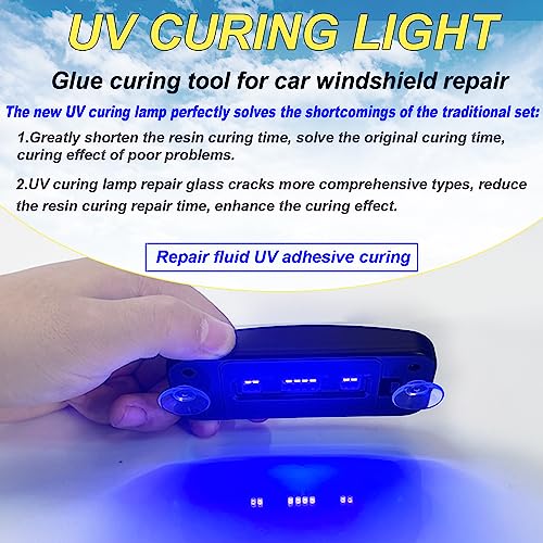 CLAMPER Windshield Repair Kit, Windshield Crack Repair Kit 4 Pcs, Windscreen Repair Kit with Enhanced Injection Head Suction Cup UV Curing Light, Windshield Chip Repair Kit for Bulls-Eye (Yellow) - color: yellow 02a