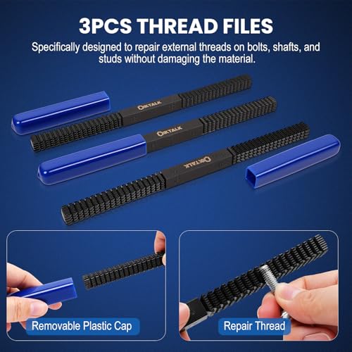 49-Piece Professional Thread Chaser Set, UNC UNF & Metric Thread Repair Kit with Taps, Dies, Thread Files, Automotive Wheel Stud Rethreading Tool Kit - color: 49PCS Thread Chaser Set