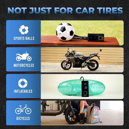 POCKET AIR PRO Tire Inflator Portable Air Compressor by Bullseye Pro for Tires, Balls, Inflatables, Auto Shut Off, Inflates in 2 Min, Cordless Rechargeable 6000 mAh,120 PSI, SoS Light for Emergencies - style: Pocket Air PRO
