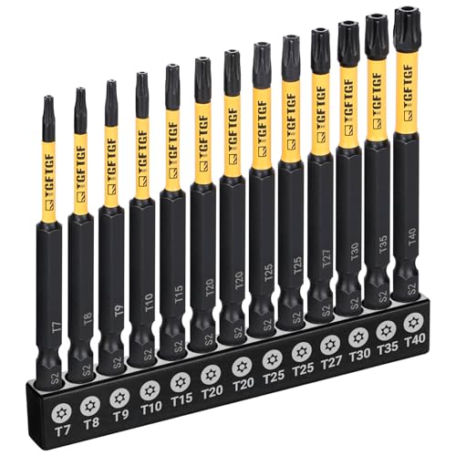 TGFTGF Impact Torx Bit Set 13PCS (TT7-TT40), 3” S2 Steel Security Torx, Tamper Proof Torque Star Bit Set with Magnetic CNC Machined Tips, Impact Screwdriver Bits with Storage Case - size: 3" *13PCS