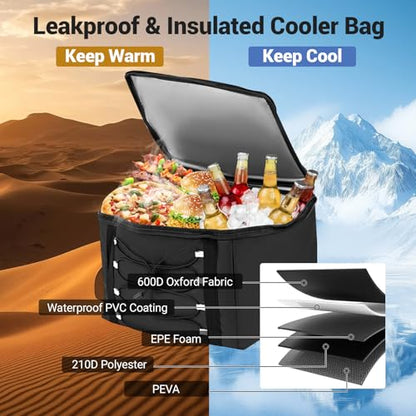 18 Gal Car Trunk Organizer with Lid, 3-Compartment Portable Storage Box with Leakproof Cooler Bag, Shoe Storage, Dividers & Adjustable Securing Straps, Collapsible Trunk Organizer for SUV, - size: 18 Gallon