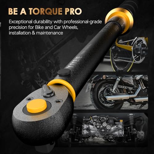 3 in 1 Torque Wrench Set with Upgraded Lock Ring, 1/4" & 1/2" Drive (10-230 In.lb/10-180 Ft.lb) Torque Wrenches with 3/8" Adapter, ±3% Accuracy, 72-Tooth Dual-Scales for Bike, Motor, Car Maintenance - size: 1/2″1/4″ 3 PCS