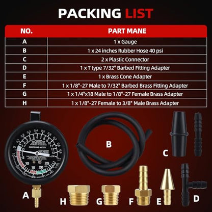 8MILELAKE Fuel Pump and Vacuum Tester Gauge Leak Carburetor Pressure Diagnostics