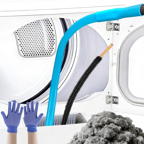 3PCS Upgraded Dryer Vent Cleaner Kit: Universal Vacuum Hose Attachment for Lint Removal Fits All Vacuums Cleaner Vacuum Hose With Brush Lint Brush Gloves - color: Blue Black
