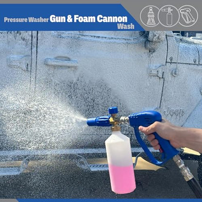 ESSENTIAL WASHER Short Pressure Washer Gun Swivel with Pressure Washer Foam Cannon Kit | Comes with Quick Connects and Nozzle Guard Tip - style: Stainless Swivel Gun With Foam Cannon