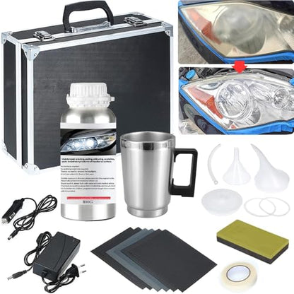 Pmbqifay Headlight Restoration Kit, Car Headlight Polish Repair Renovation Kit with 800g Repair Liquid for Repair Headlight Yellowing, Haze, Oxidation, Scrashes - size: XXL