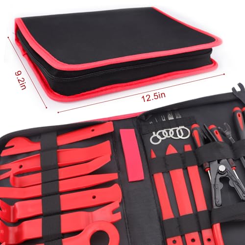 Keze 24Pcs Trim Removal Tool Set with Pick & Clip Removal Tool, Sticker Scraper, Automotive Plastic Pry Tool, Car Panel Door, Stereo, Fastener Remover Kit, for Auto Interior, Molding, Dash(Red) - color: Red-Auto Trim Removal Tool Kit