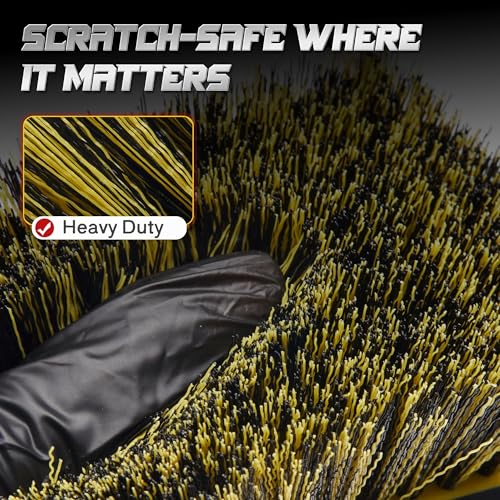 BMLEI Wheel & Tire Brush Set, 2 Pack Car Wheel Brush & Tire Cleaner Brushes, Soft Bristle Rim Brush and Stiff Tire Scrub Brush, Scratch-Free Wheel Cleaning Kit for Car Detailing, Trucks, SUVs - color: Yellow&black