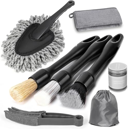 8PCS Car Interior Detailing Kit for Men - 200g Cleaning Gel (185% More Than 70g), Ultra-Soft Detailing Brush Set with Dash Duster, Air Vent Brush & Microfiber Towel - size: 8PCS